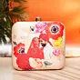 Woman Beige Based Floral Printed Customized clutch