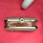 Women Peach Stripe Pearl Beaded Evening Clutch
