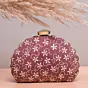 Woman Rosy Brown Based Floral Embroidery Clutch