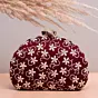 Women Maroon Based White Floral Embroidery Clutch