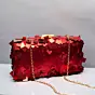 Woman Red Embellished Sequins Party Clutch
