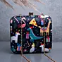 Woman Black Based Christmas Theme Printed Clutch