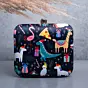 Woman Black Based Christmas Theme Printed Clutch