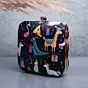 Woman Black Based Christmas Theme Printed Clutch
