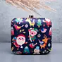 Woman Blue Based Cute Santa Claus Printed Clutch