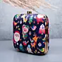Woman Blue Based Cute Santa Claus Printed Clutch