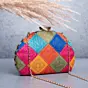 Woman Multicolored Pattern Printed Clutch