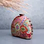 Woman Pink Floral Printed Golden Zari Embroidery Clutch