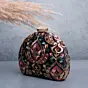 Woman Black Based Multicolored Threadwork Pattern Embroidery Clutch