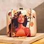 Beige Floral Women Portrait Printed Clutch