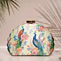 Women Peacock Printed D-shape Clutch