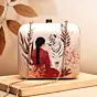 Women With White Tiger Printed Clutch