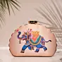 Women Elephant Printed D-shape Clutch