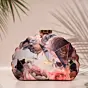 Women Rose Printed D-shape Clutch