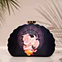Women Ganesh Printed D-shape Clutch