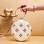 Women White Based Golden Threadwork Embroidery Clutch