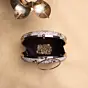 Woman White Based Golden Threadwork Embroidery Clutch