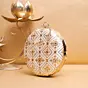 Woman White Based Golden Threadwork Embroidery Clutch
