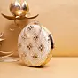 Women White Based Golden Threadwork Embroidery Clutch