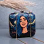Woman Blue Hair Girl Portrait Printed Clutch