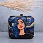 Woman Blue Hair Girl Portrait Printed Clutch