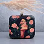 Women Rose And Girl Portrait Printed Clutch