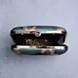 Woman Marine Green Based Floral Girl Portrait Printed Clutch