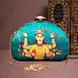 Woman Maa Durga D- Shape Printed Clutch