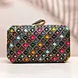 Women Black Sequins Multicolour Embroidery Clutch