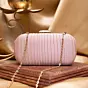 Woman Baby Pink Ribbed Fabric Clutch