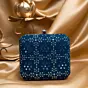 Women Blue Based Silver Threadwork Embroidery Clutch