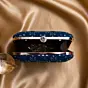 Women Blue Based Silver Threadwork Embroidery Clutch