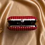 Woman Bright Red Based Golden Sequins Embroidery Clutch