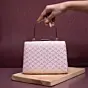 Woman Baby Pink Based Sequins Embroidery Clutch
