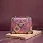 Woman Pink Based Pattern Printed Silk Fabric Clutch