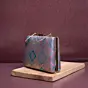 Woman Blue And Pink Floral Pattern Printed Fabric Clutch