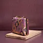 Woman Pink Based Pattern Printed Silk Fabric Clutch