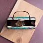 Woman Blue Based Pattern Printed Silk Fabric Clutch