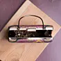 Woman Pink Based Pattern Printed Silk Fabric Clutch
