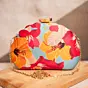 Women Pink And Yellow Floral Printed Clutch