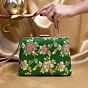Woman Dark Olive Green Based Floral Pattern Printed Clutch