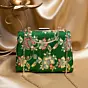 Woman Dark Olive Green Based Floral Pattern Printed Clutch