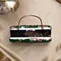 Woman Dark Olive Green Based Floral Pattern Printed Clutch