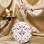 Women Off White Based Golden And Maroon Threadwork Embroidery Clutch