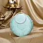 Woman Light Blue Based Golden Sequins Embroidery Clutch