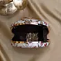 Women Off White Based Golden And Maroon Threadwork Embroidery Clutch