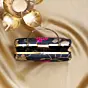 Woman Black Based Pink And Golden Floral Embroidery Clutch
