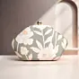 Woman Green And White Floral Printed Clutch