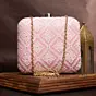 Woman Pink Chikankari Embroidery Clutch