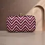 Woman Maroon And White Zigzag Printed Clutch